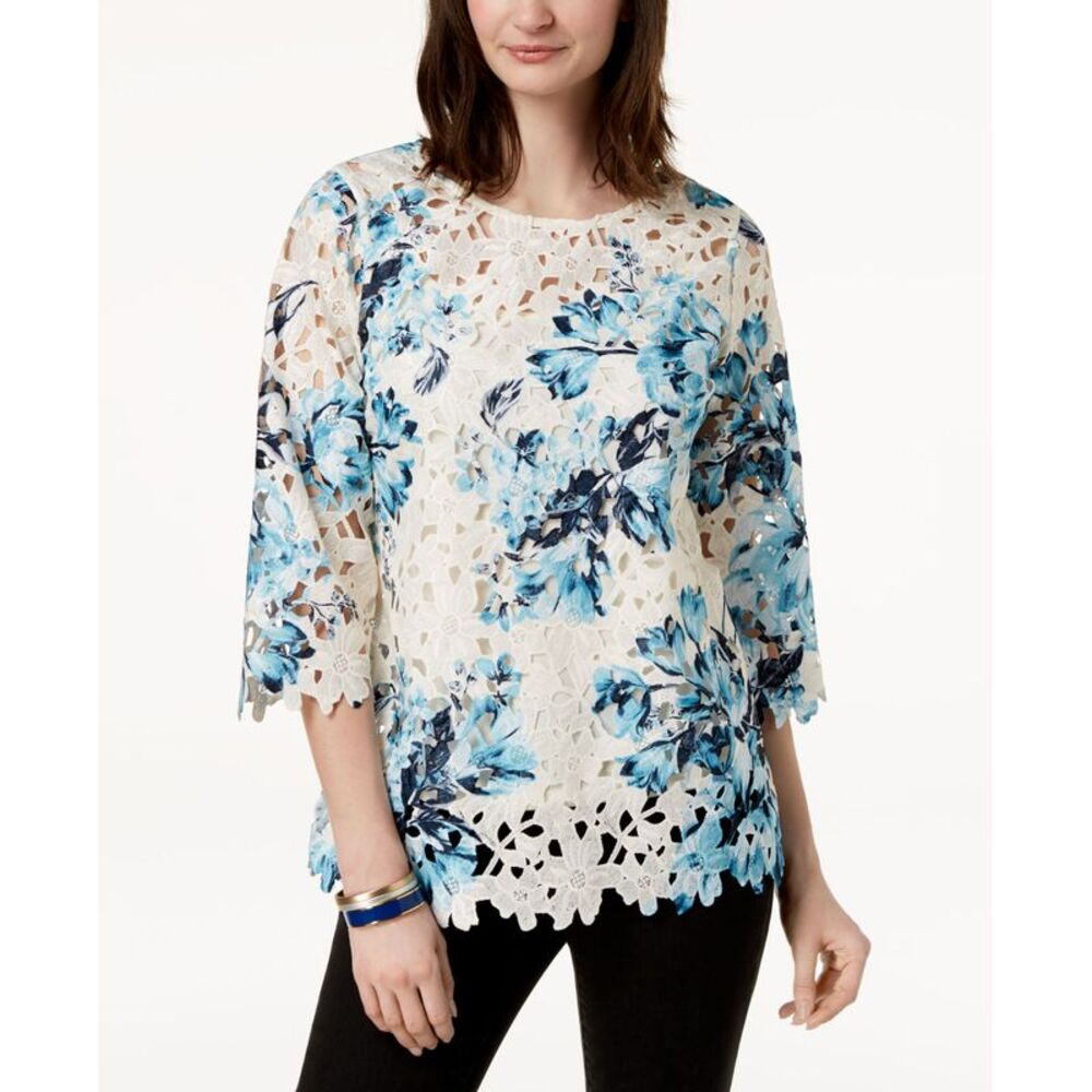 Charter Club Floral Print Lace Top